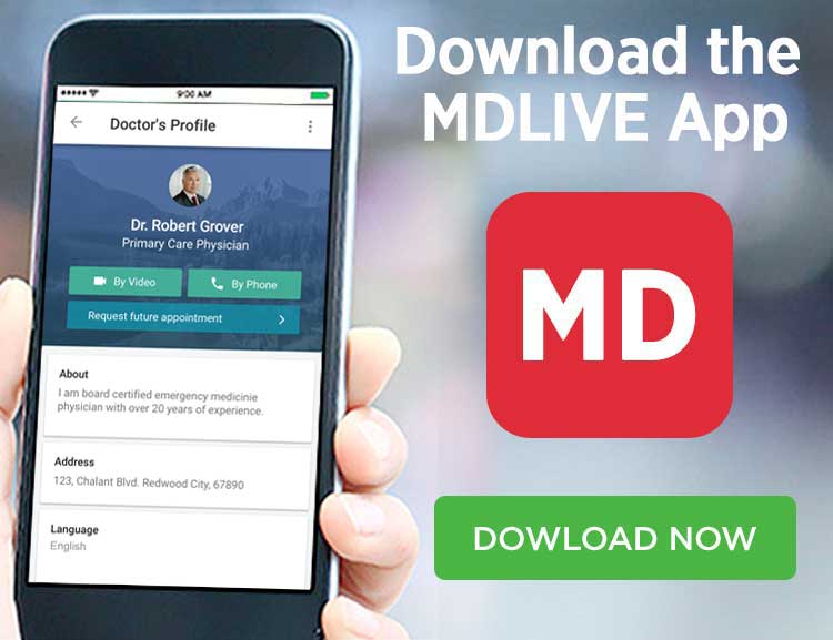 mdlive mobile app on smartphone